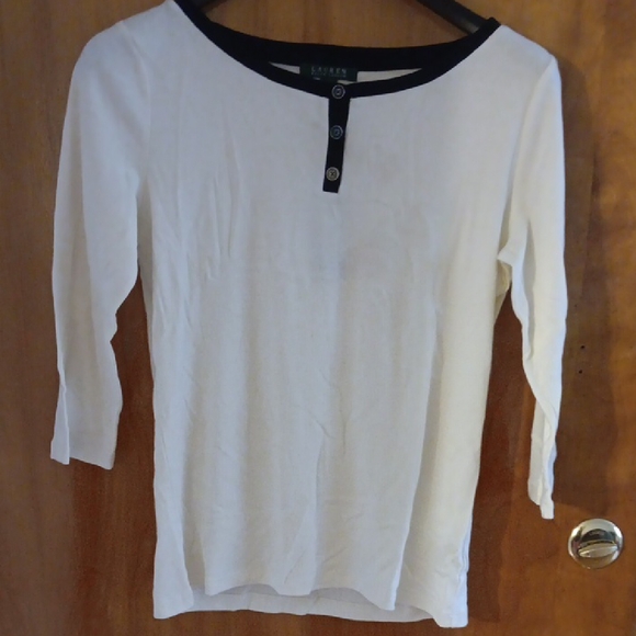Arket White Cream Fitted 3/4 Sleeve Blouse - Picture 3 of 4